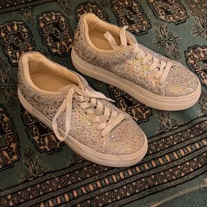 Betsey Johnson Glittering Silver Sneakers